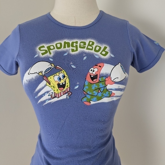 SpongeBob SquarePants T-Shirt Short Sleeve Y2K Tight Fitted Tee Graphic - Picture 7 of 11